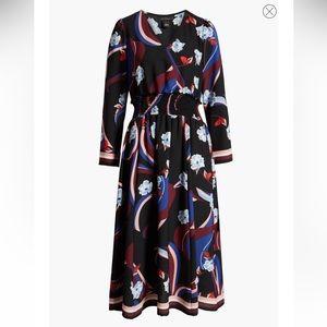 Halogen Smock Waist Long Sleeve Floral Dress